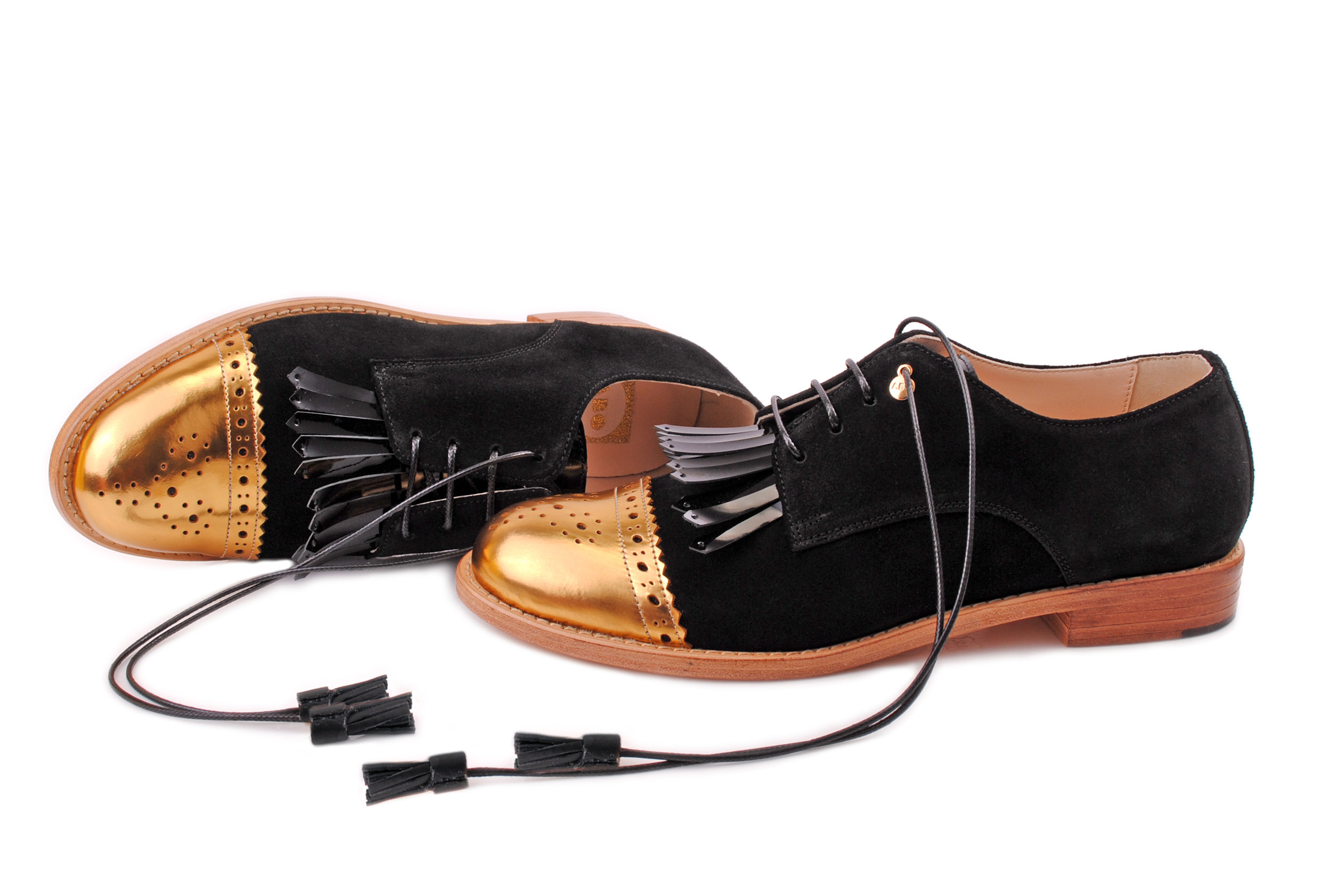 Gold \u0026 Black ABO Fringed Brogues | abo 