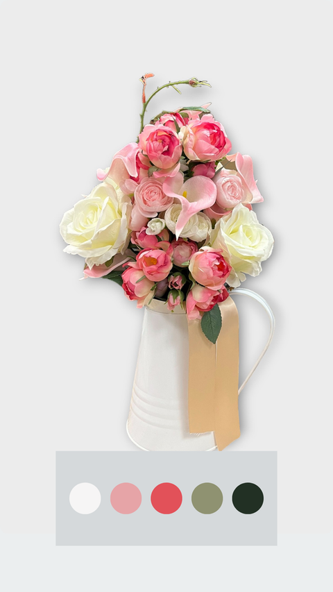 Wedding Bouquet, Cream Roses, Pink Cabbage Roses, Pink Calla Lily, Philadelphia Florist
