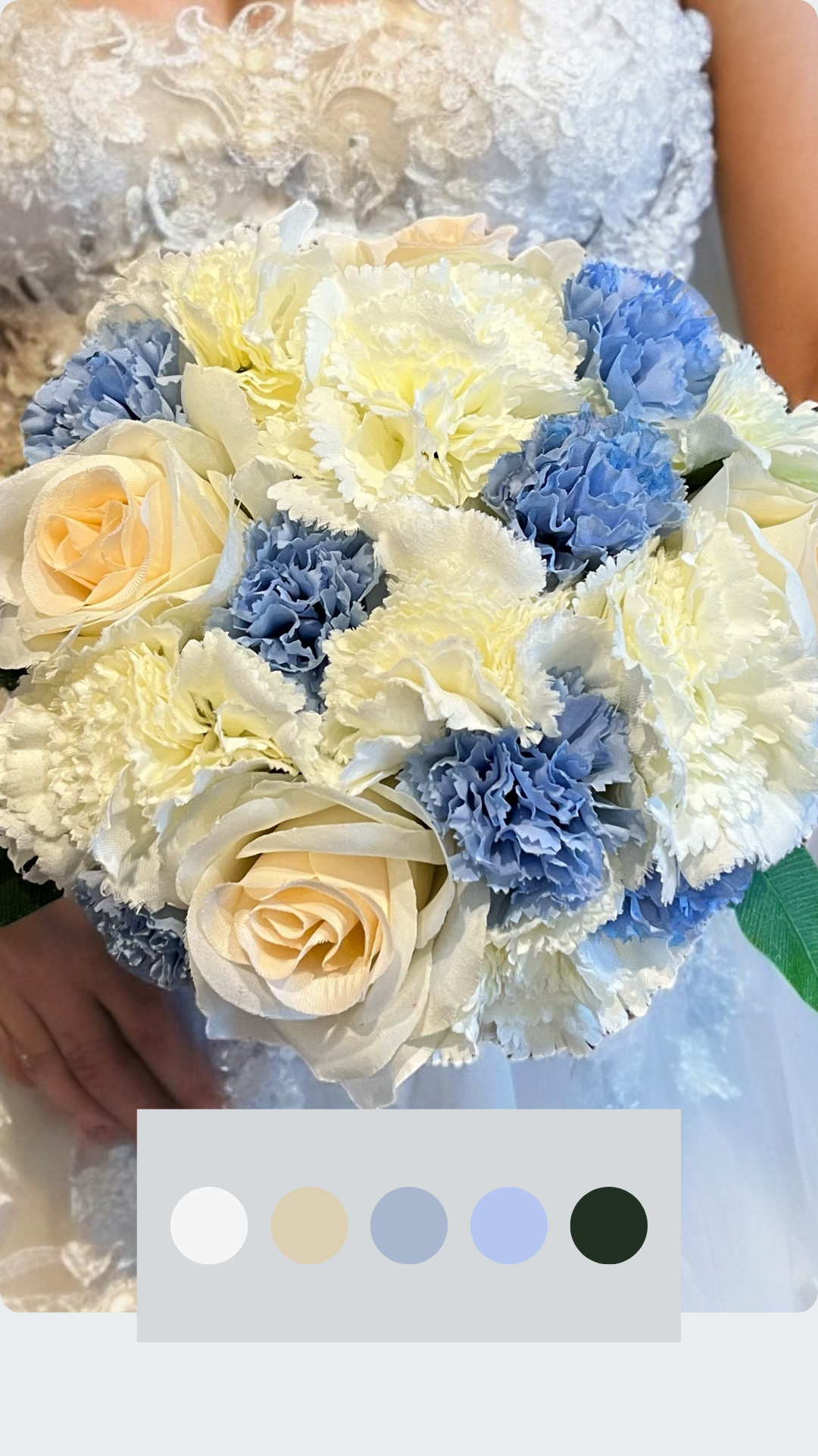 French Blue & Cream Wedding Silk Flowers
