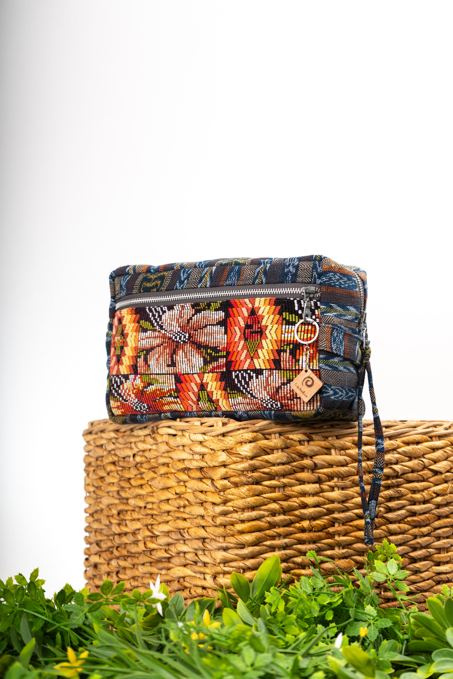 Estuche de Viaje - Neceser Huipil - Tono Café/Naranja