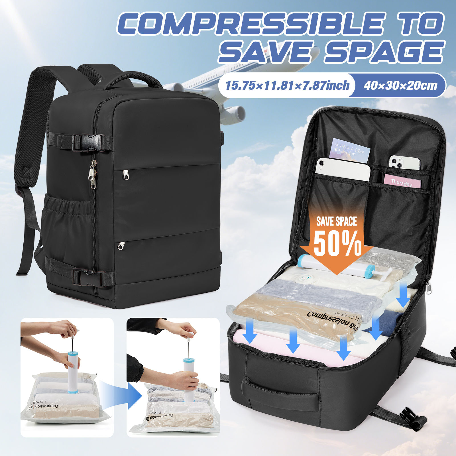 Clothing Storage Bag Personal item storage Backpack Ryanair Backpack 40x30x20 Ca
