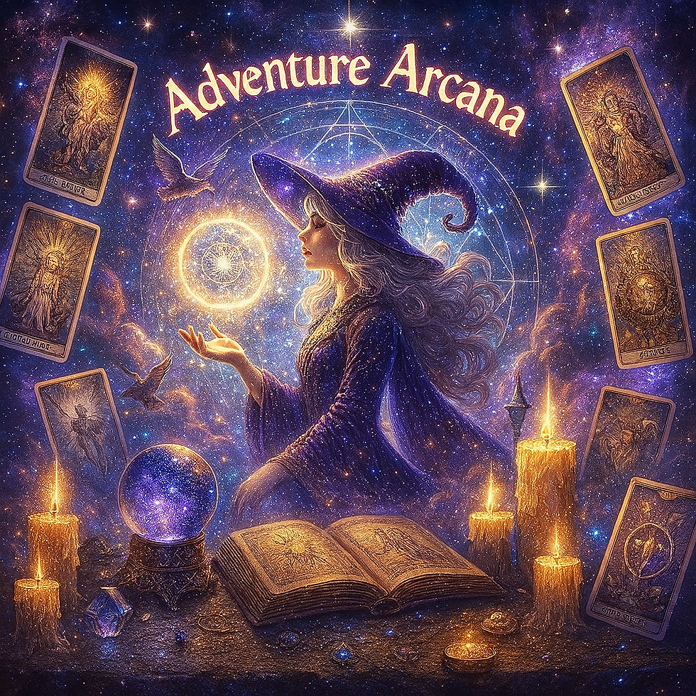 đâš Where story meets spellâŠWelcome to Adventure Arcana â a realm of tarot, TTRPGs, and mystical creativity.Let the candles burn, the dice roll, and your imagination awaken.#AdventureArcana #WitchyDM #MysticalStorytelling #TarotAndTTRPG #FantasyMagic