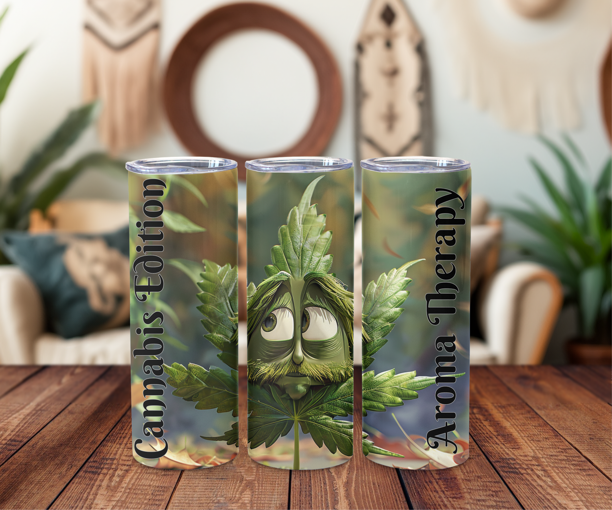 Split view of three tumblers