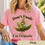 Thumbnail: Pink short sleeved t-shirt, depicting a pot leaf with a realistic face design and the wording "Don't Panic, I'm Organic"
