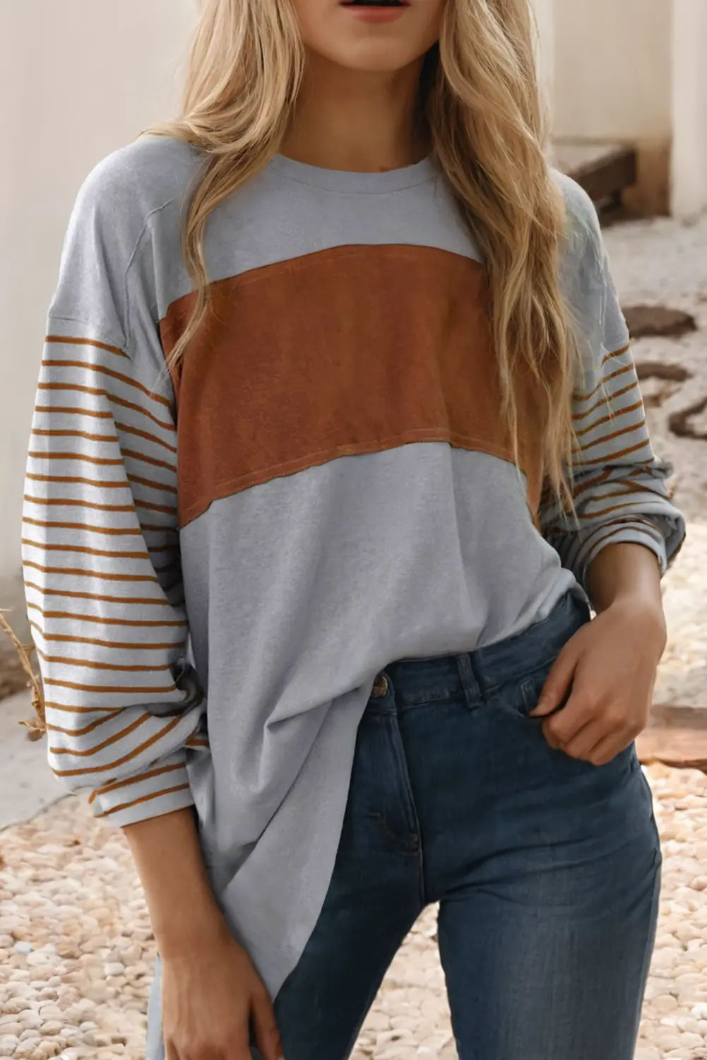 Casual Striped Knit Top