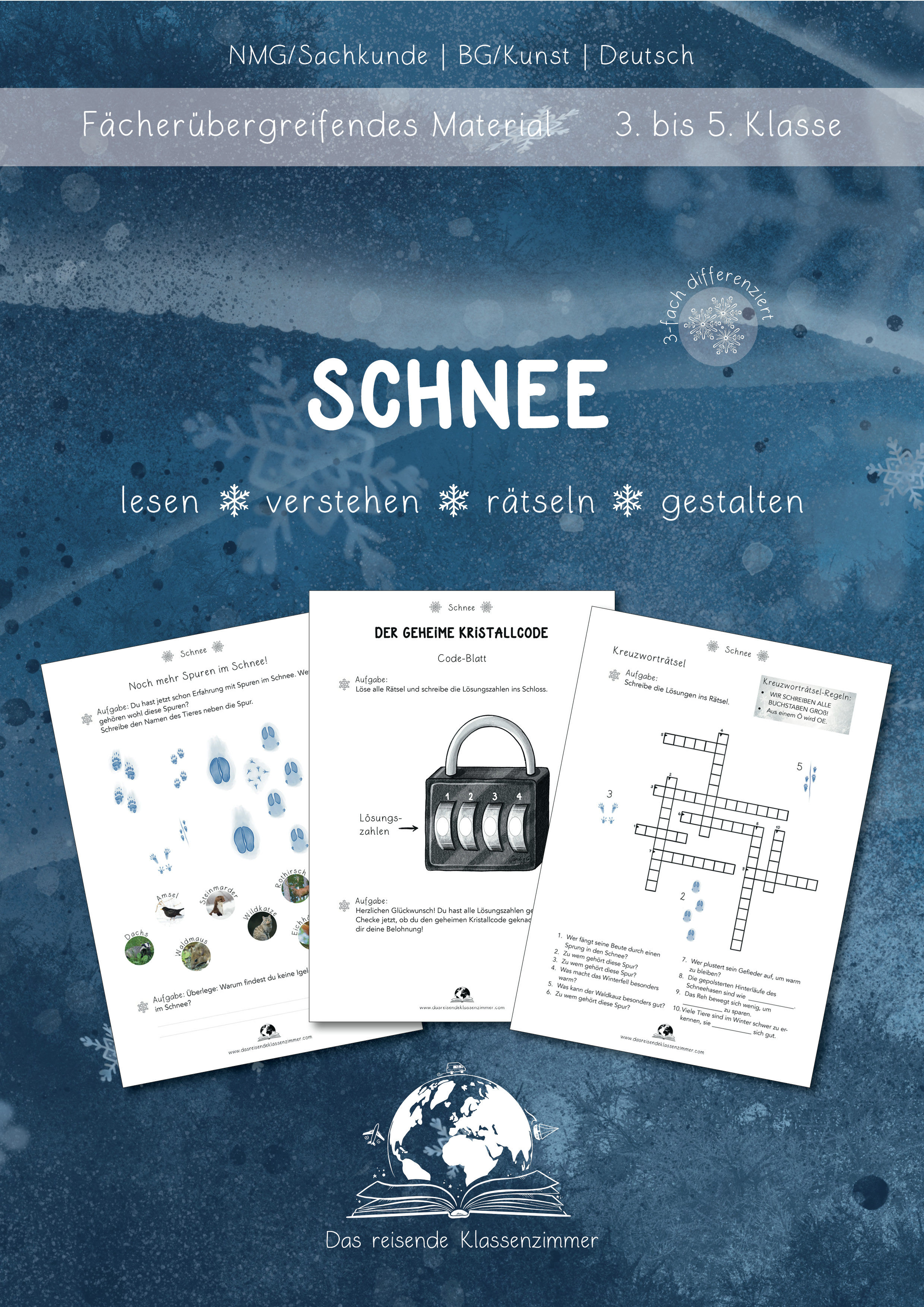 Schnee Stationenlernen (3. bis 5. Klasse)
