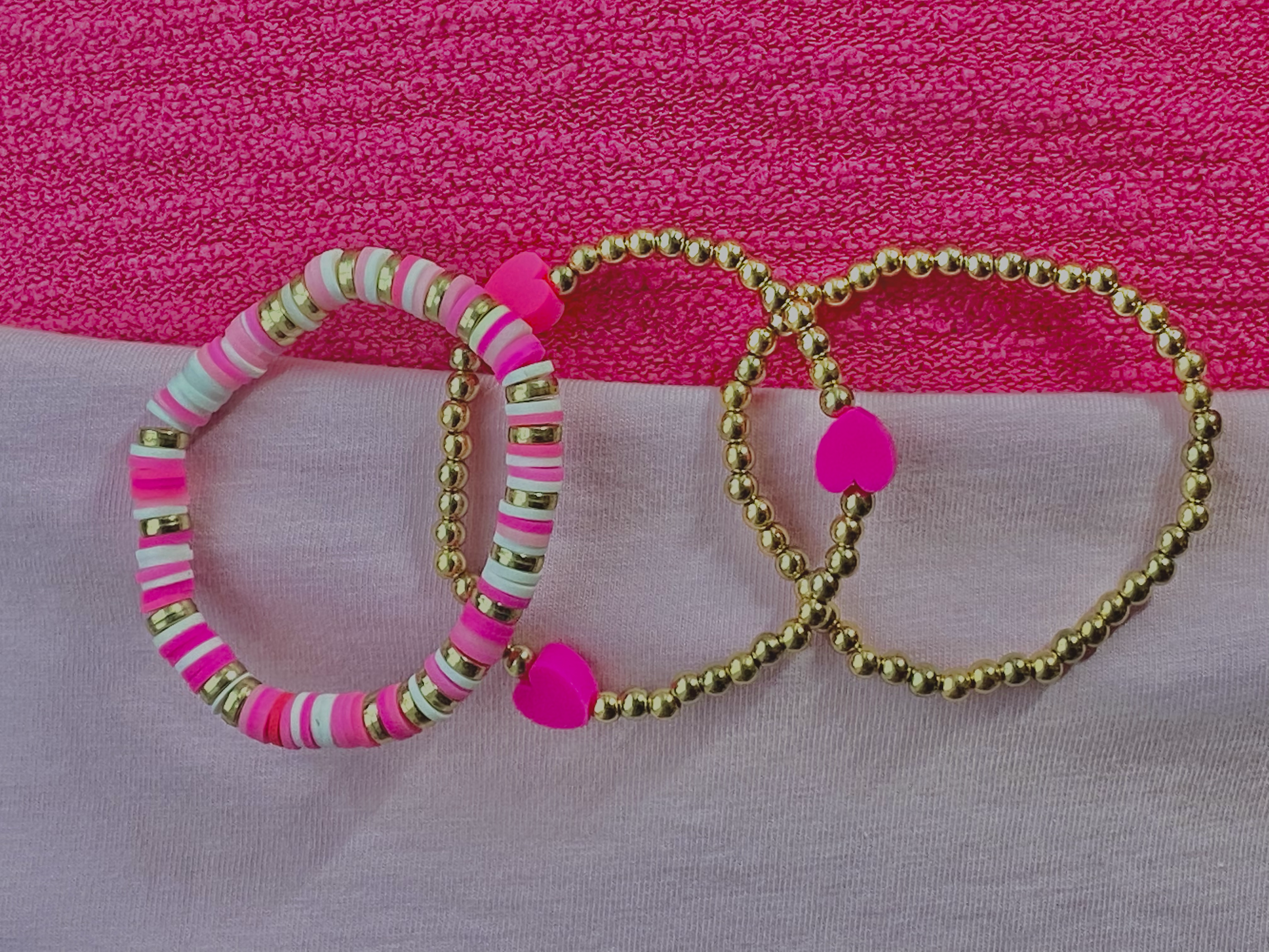 gold heart bracelet stack