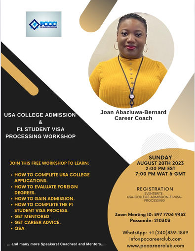 USA COLLEGE ADMISSION &F1 STUDENT VISA PROCESSING WORKSHOP