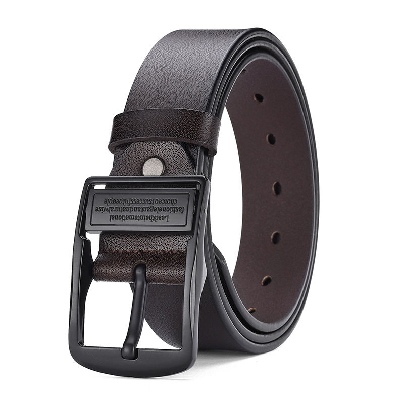 Thumbnail: Men's leather belt, black buckle, new style, fashionable, trendy, light luxury, 