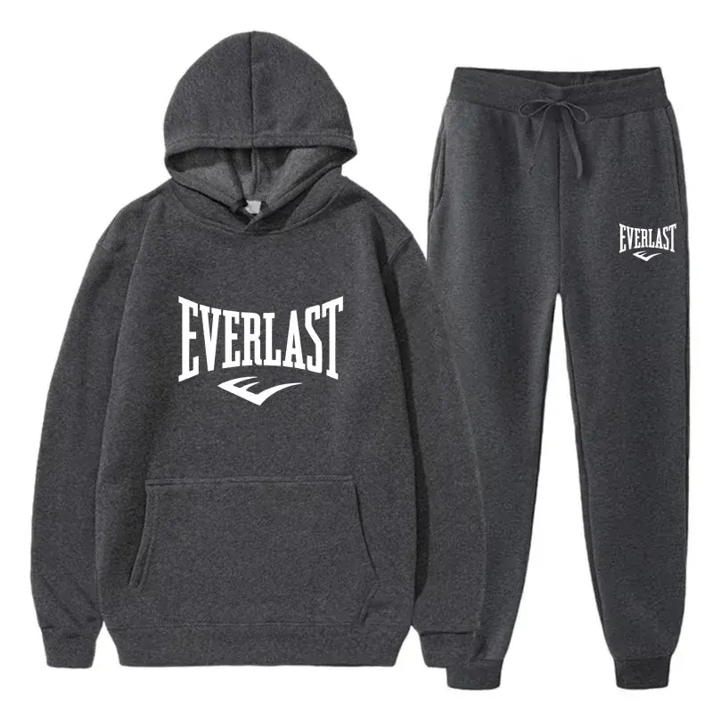 Thumbnail: New men's sportswear for 2025, printed hoodie + sweatpants set, hoodie and lace-