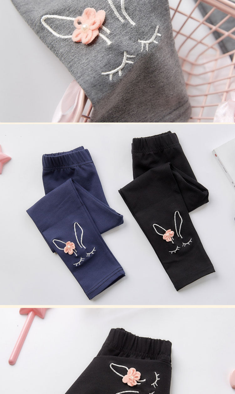 Thumbnail: Kids Leggings Bunny Embroidered Floral Leggings for Children Leggins for Kids Gi