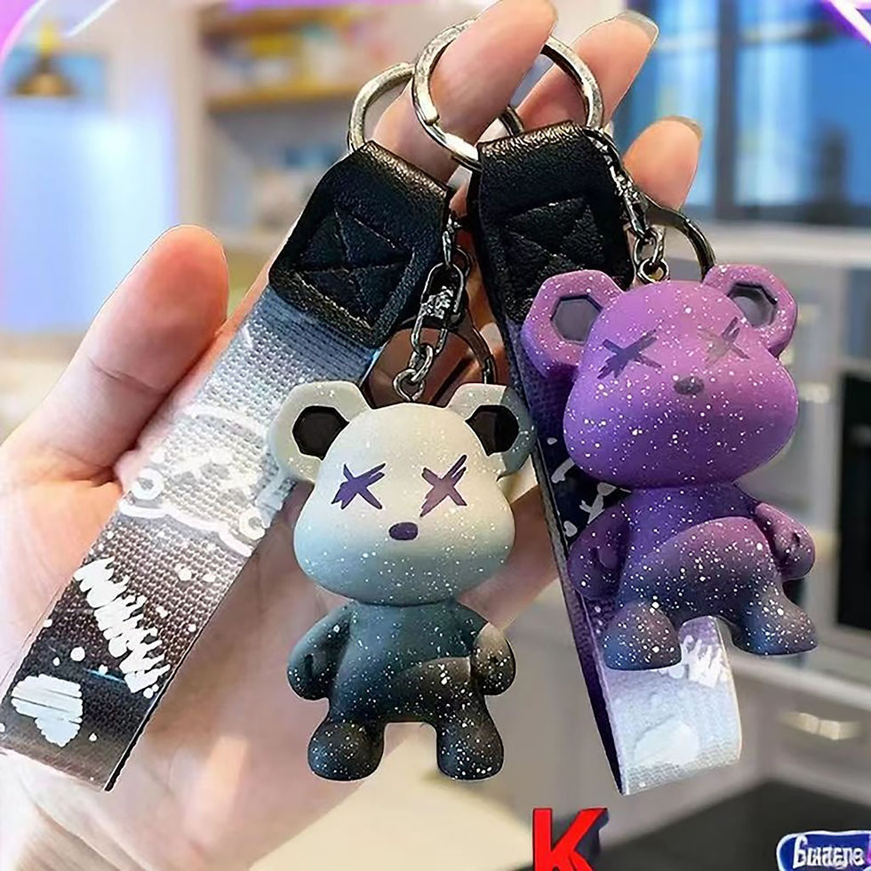 Miniatura: Gradient Color Bear Keychain – Cute PVC Bag Charm & Cartoon Accessory