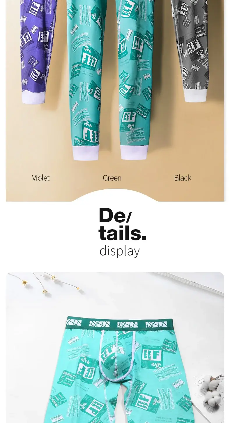 Thumbnail: Men's long Johns one-piece thin tight-fitting underpants line pants thermal pant