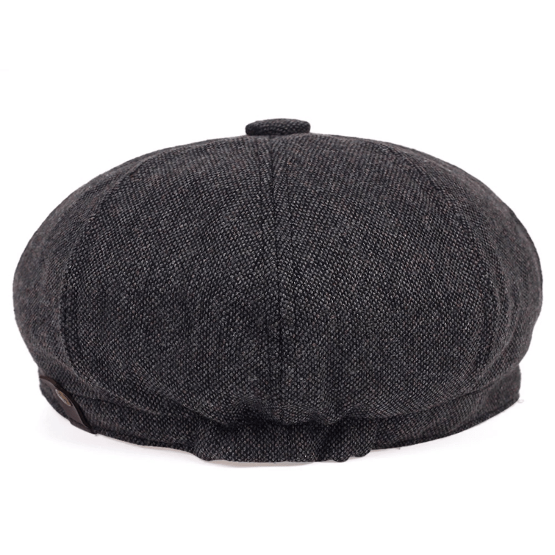 Thumbnail: Men&Apos;S Retro Herringbone Flat Cap - Black Casual Beret with Vintage Style, K