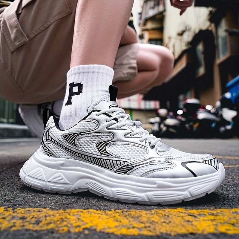 Men's Fashion Sneakers Men's Platform Chunky Fashion Sneakers Walking Lace-Up Co