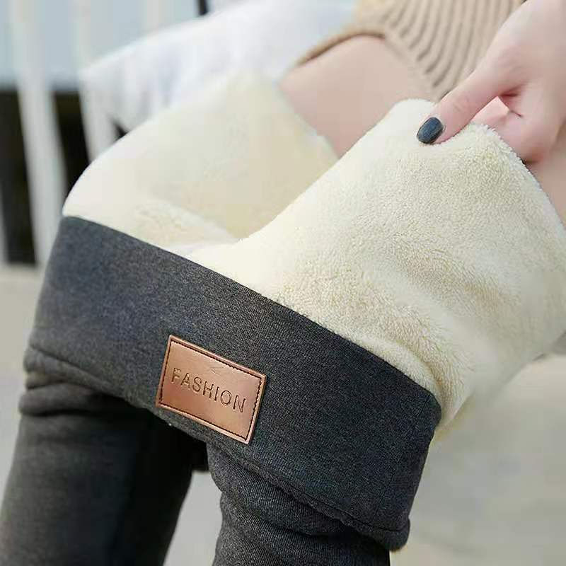 Thumbnail: Winter Thicken Warm Leggings Women Lamb Cashmere Joggers High Waist Fleece Elast
