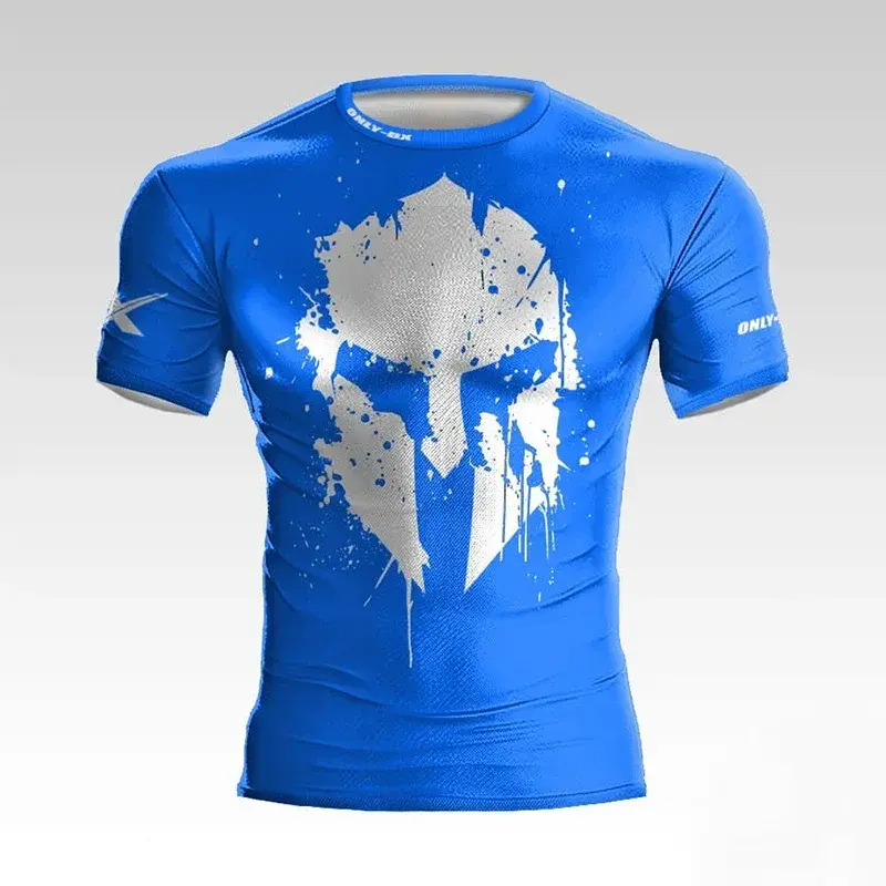 Thumbnail: 3D Print Warrior Helmet Workout T-Shirt Funny Gym Shirts High Quality Milk Fiber