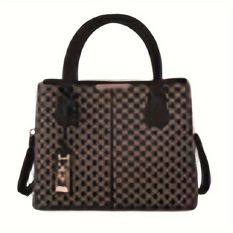 Thumbnail: Faux Leather Top Handle Handbag Purse Purses Pockets Zipper Ladies Satchel Shoul