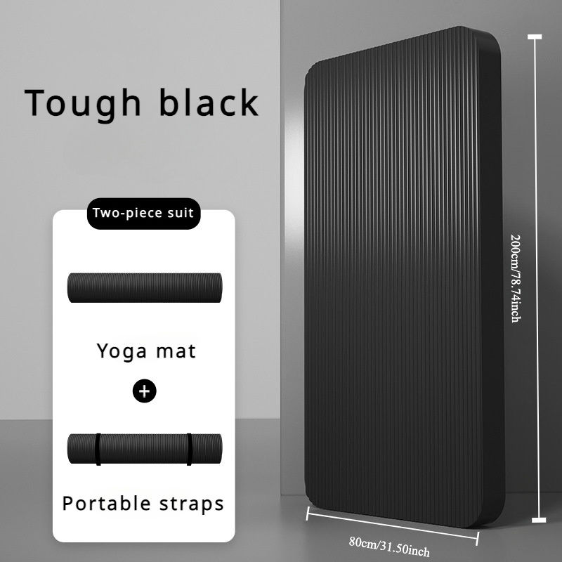 Thumbnail: A 2-Pack of High-Grade Thick Non-Slip Yoga Mats with a Storage Strap, Solid Colo