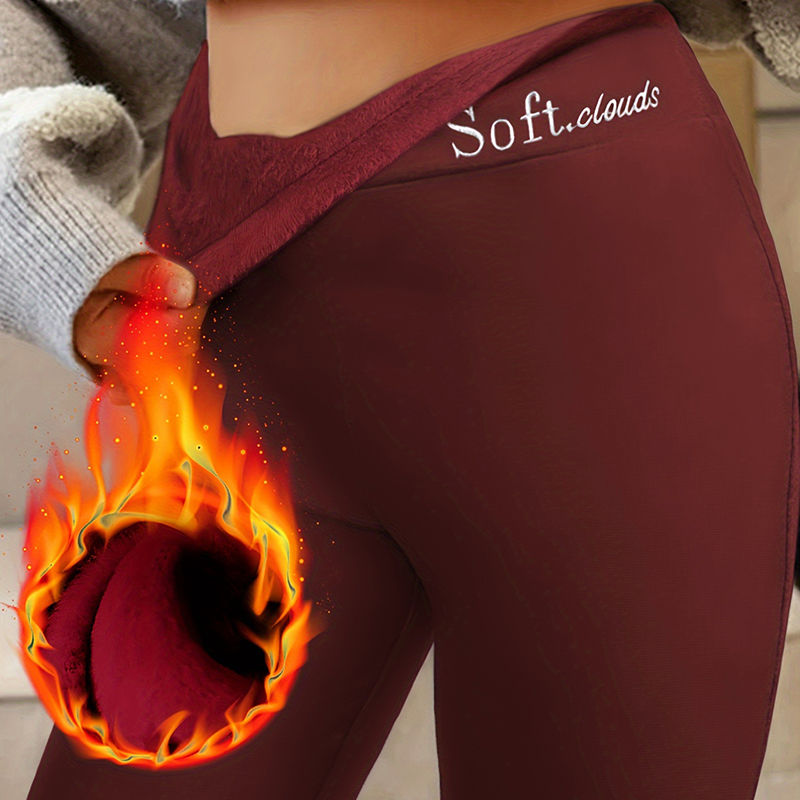 Thumbnail: Women Winter Leggings Warm Leggins High Waist Solid Color Velvet Women Thickened