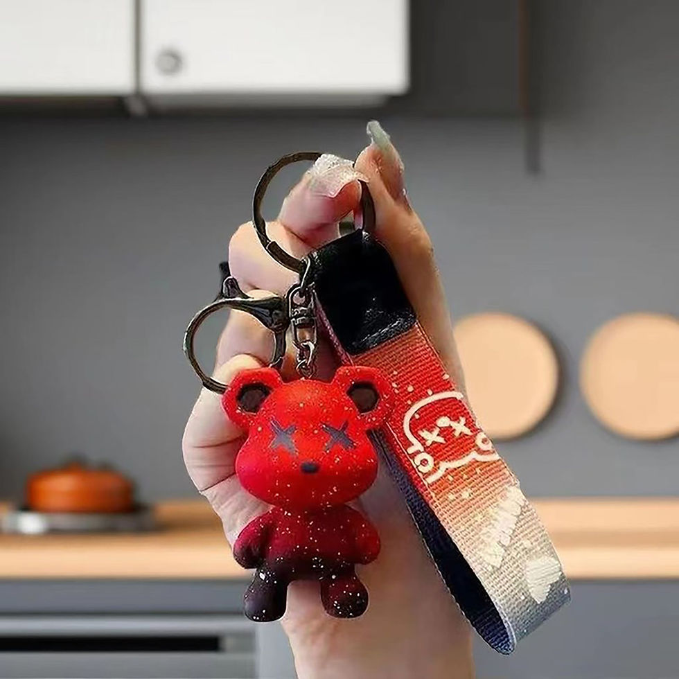 Miniatura: Gradient Color Bear Keychain – Cute PVC Bag Charm & Cartoon Accessory