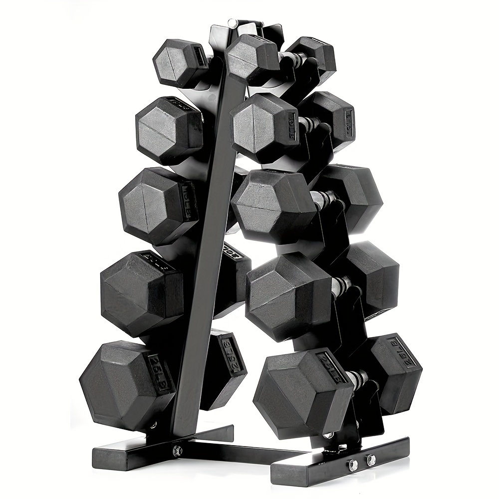150lbs Heavy-Duty Hex Dumbbells Set - Space-Saving Storage Rack Included - Perfe
