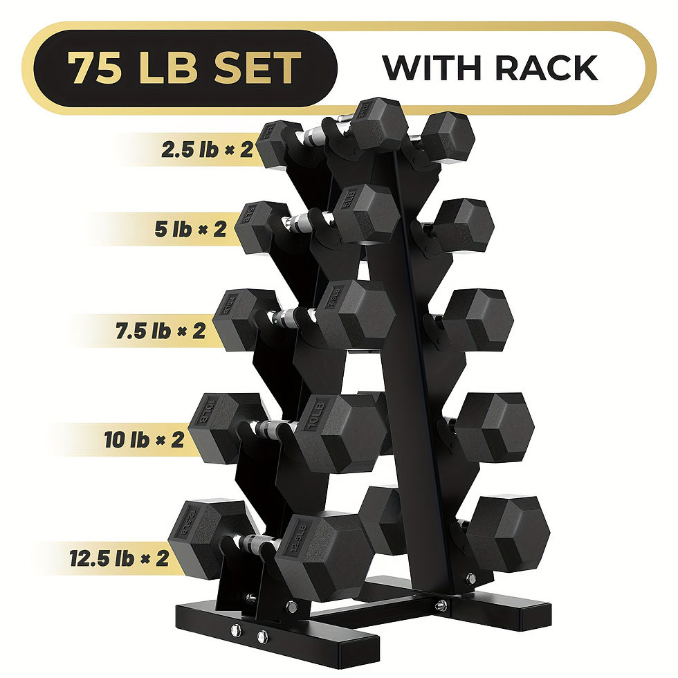 Miniatura: PAPABABE Hex Weights Dumbbells Set with Rack, 60-170 Lb Rubber Coated Dumbbell S