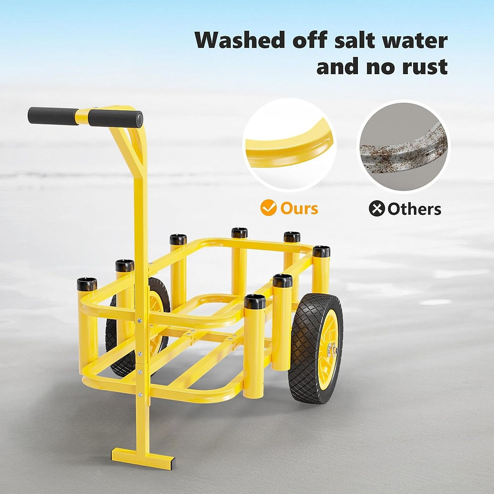 Thumbnail: Bonnlo Beach Fishing Cart, Beach Wagon Trolley with 12" Big No-Flat Airless Tire