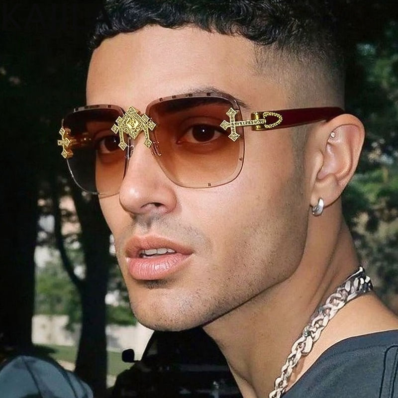 Miniatura: Steampunk Rimless Square Sunglasses – 2026 Luxury Cutting‑Lens UV400 Frameless
