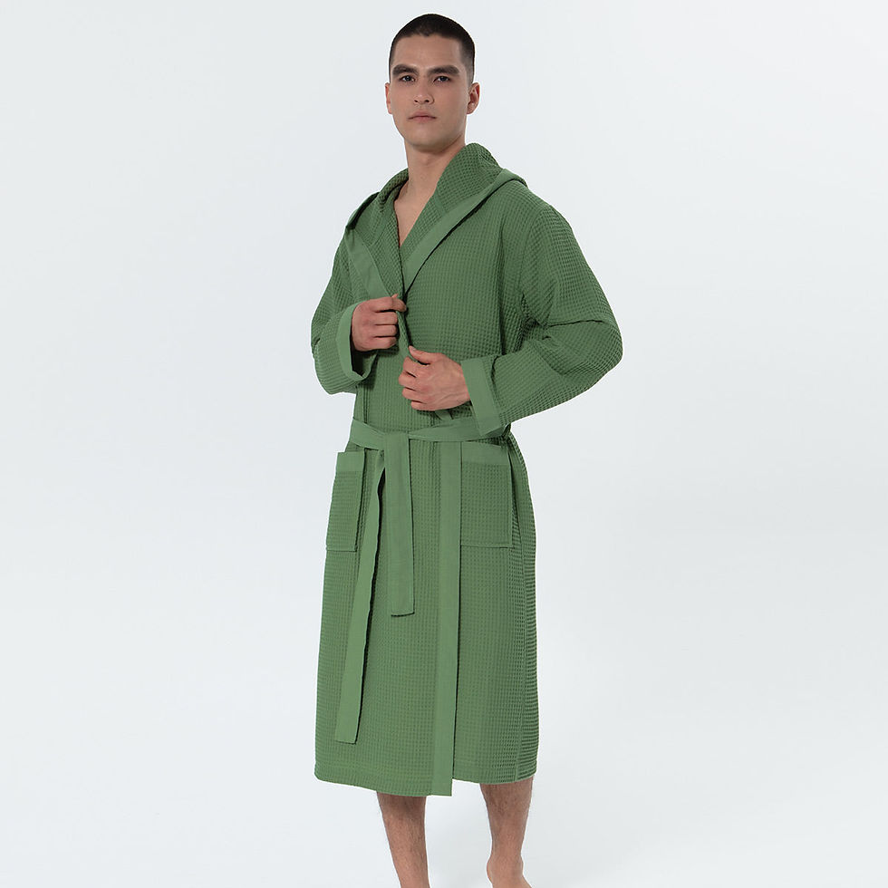 Thumbnail: Men's Hooded Turkish Cotton Waffle Robe