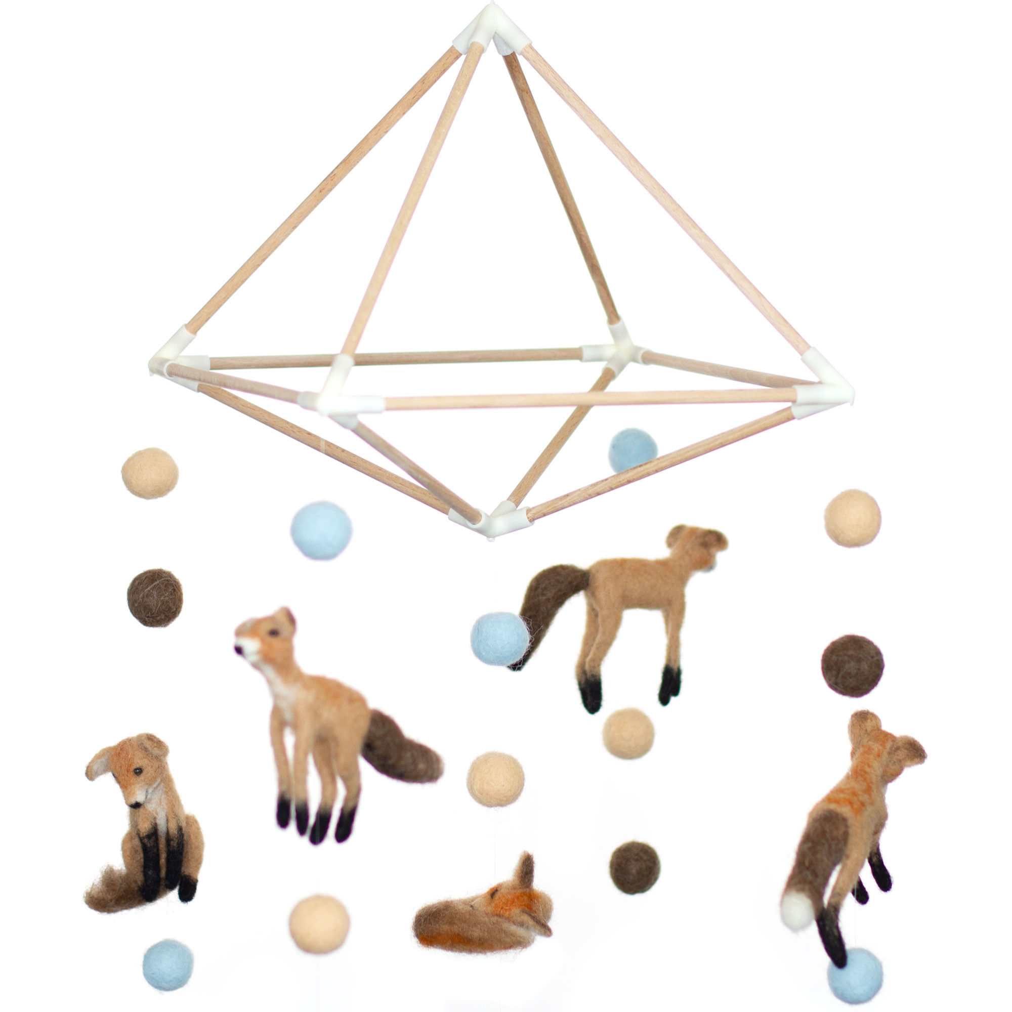 Foxes needle felted mobile