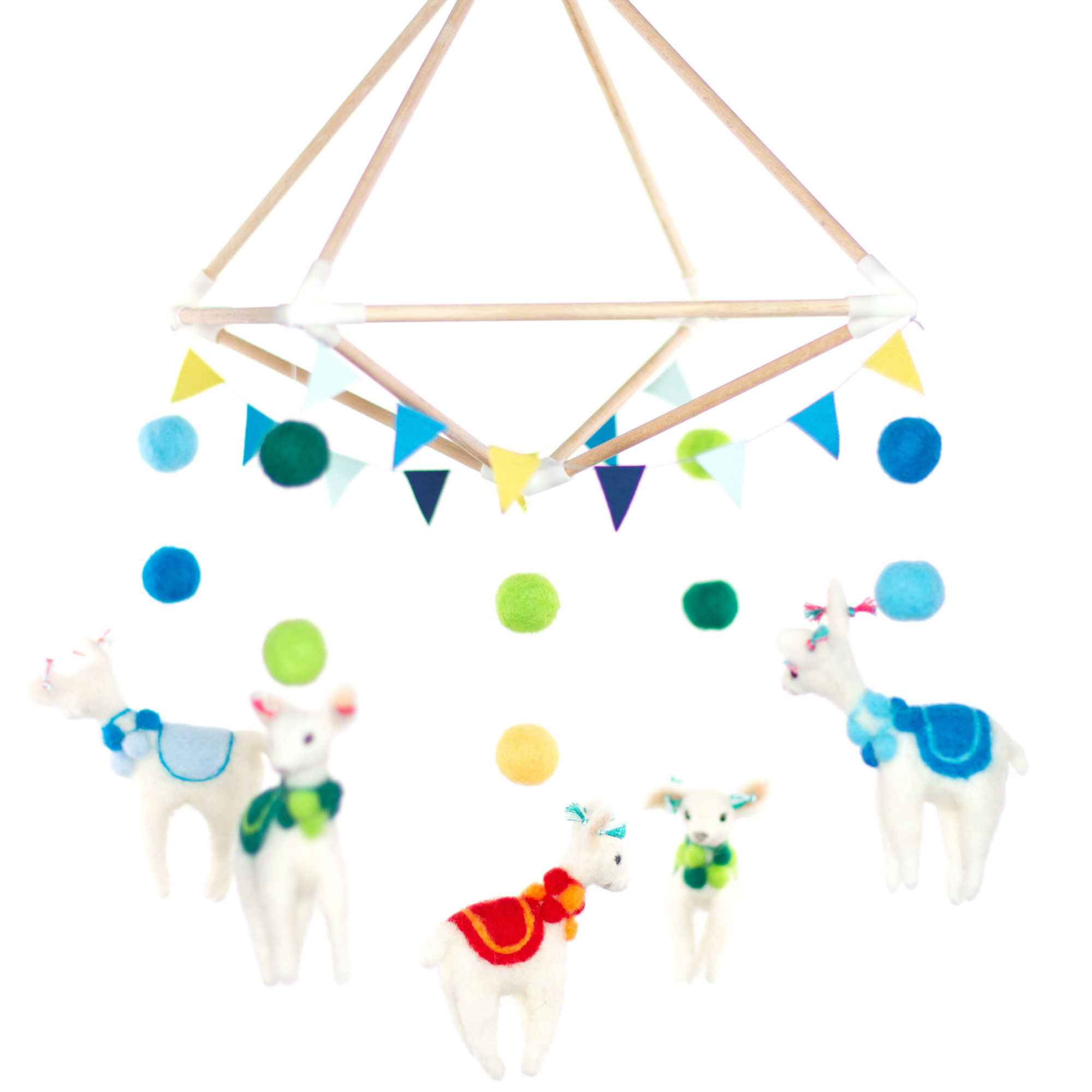 Llama needle felted mobile