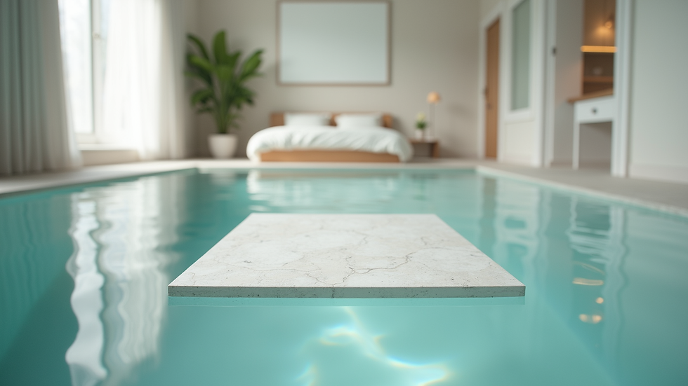 Vue en plongée d’un parquet flottant clair posé dans une chambre