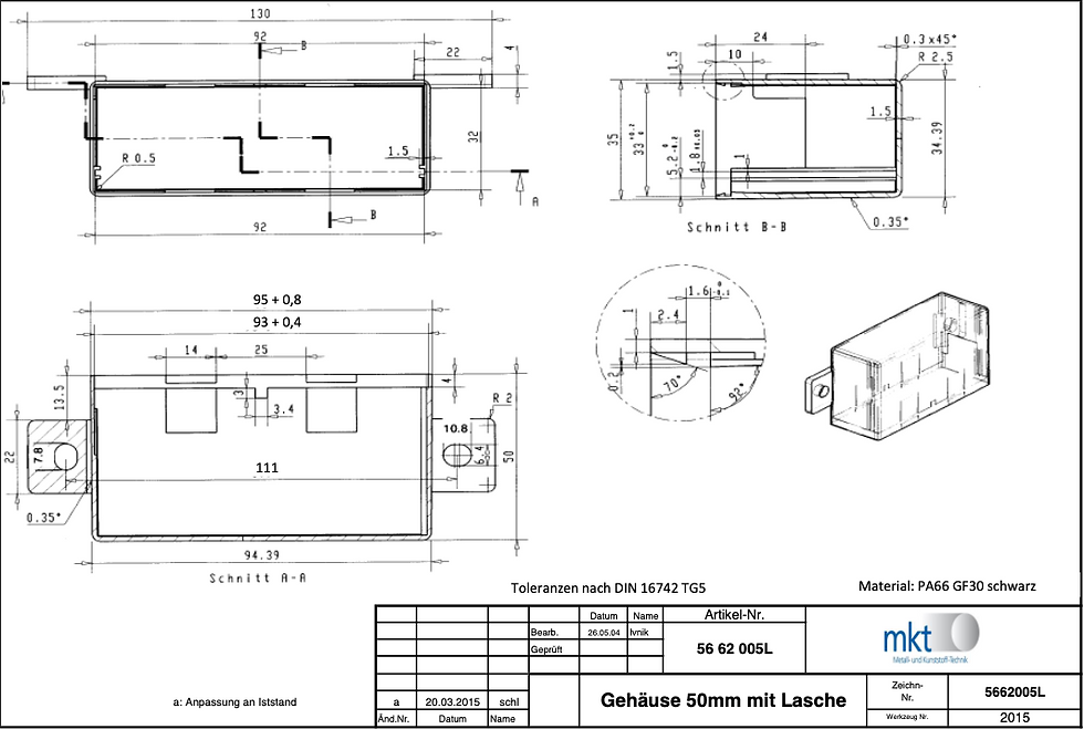 Miniaturbild: Gehäuse 95x35x50mm mit Lasche schwarz