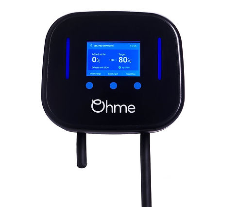 Ohme home EV charger with attached charging cable