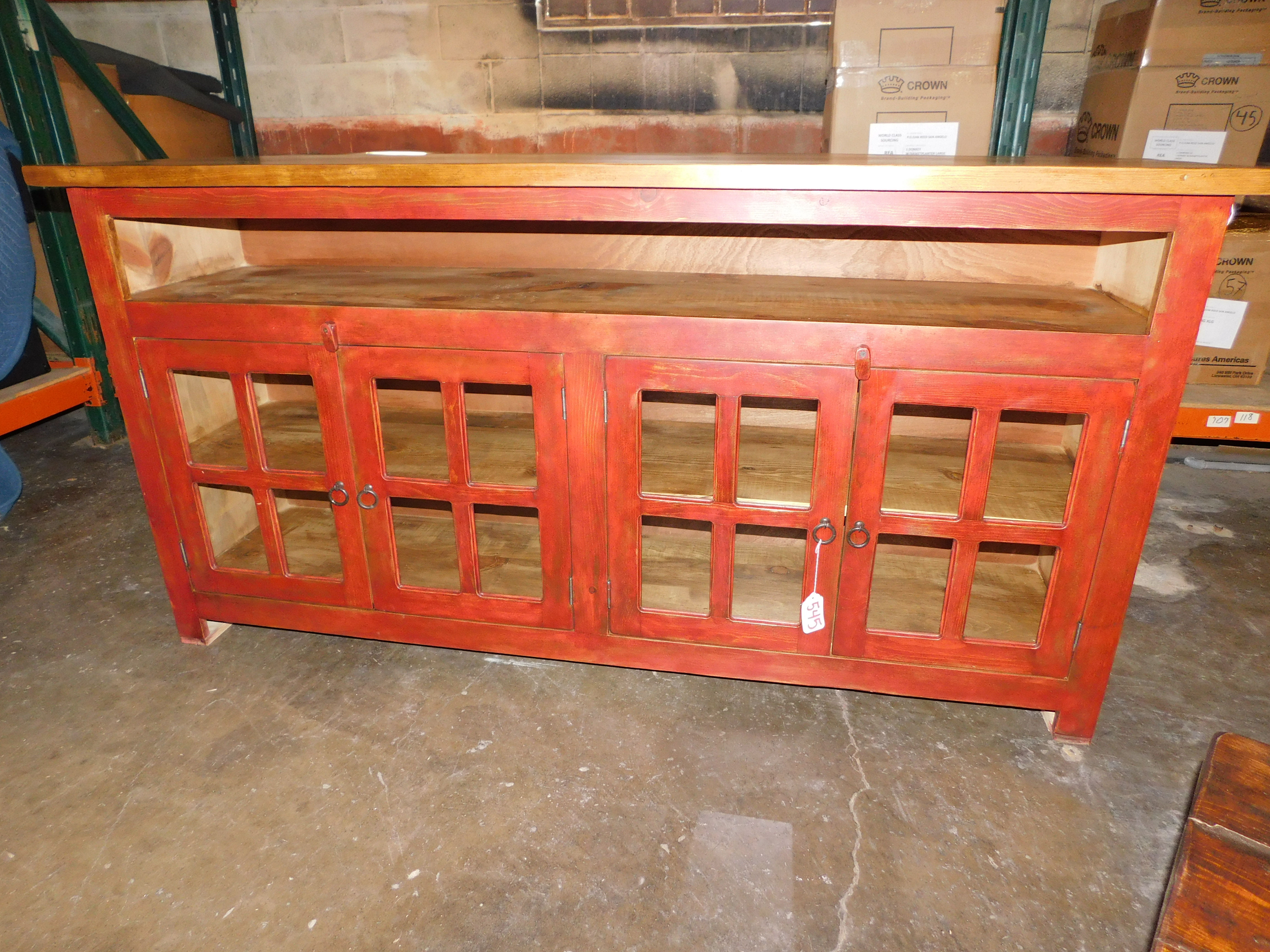 TV STAND WITH 4 GLASS DOORS