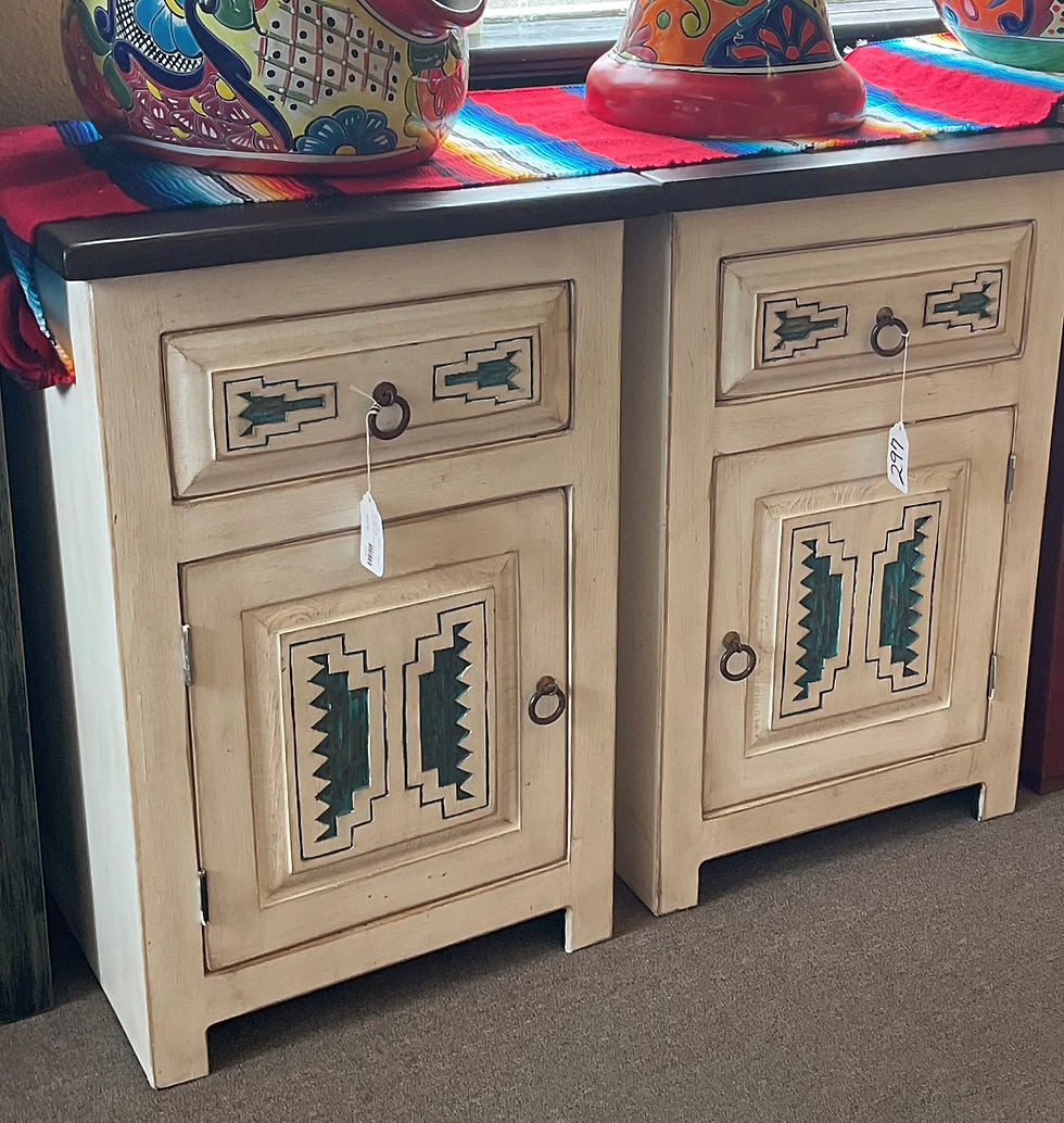 NIGHTSTAND MESCALERO WITH TURQUOISE CARVING