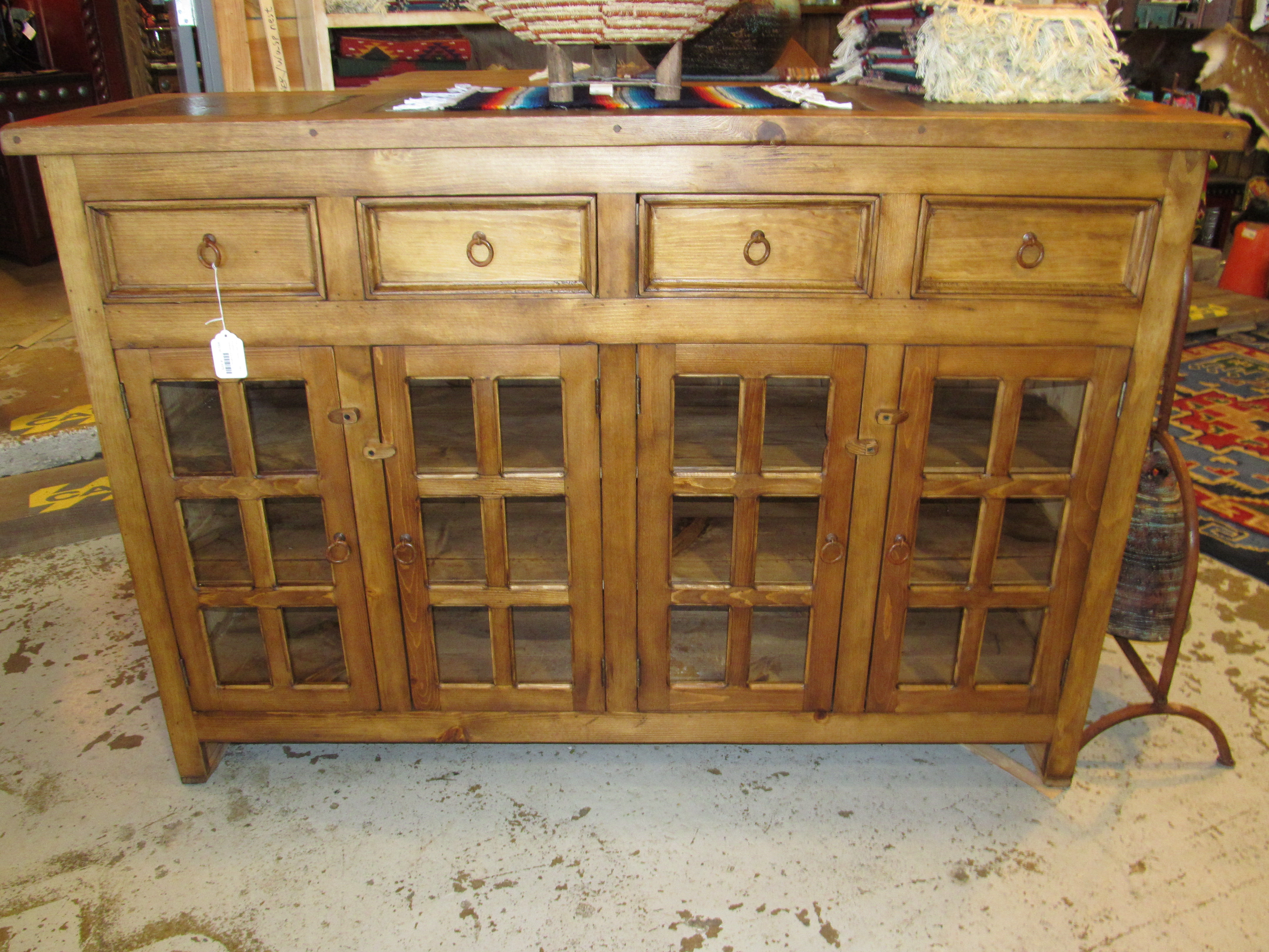 SIDEBOARD 4 DOOR WOOD TOP NO TILE