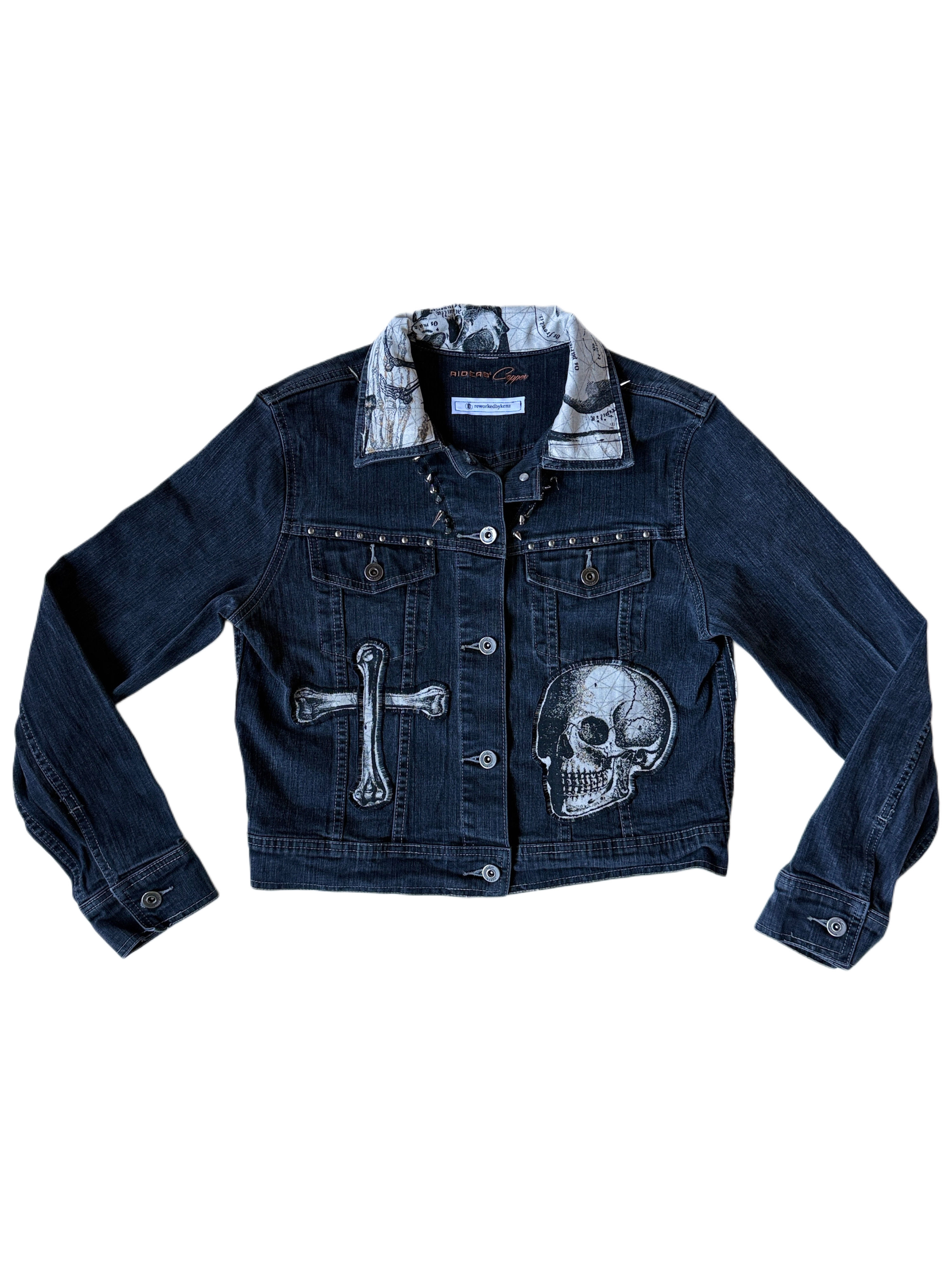 Studded Skeleton Denim Jacket - Women’s Medium