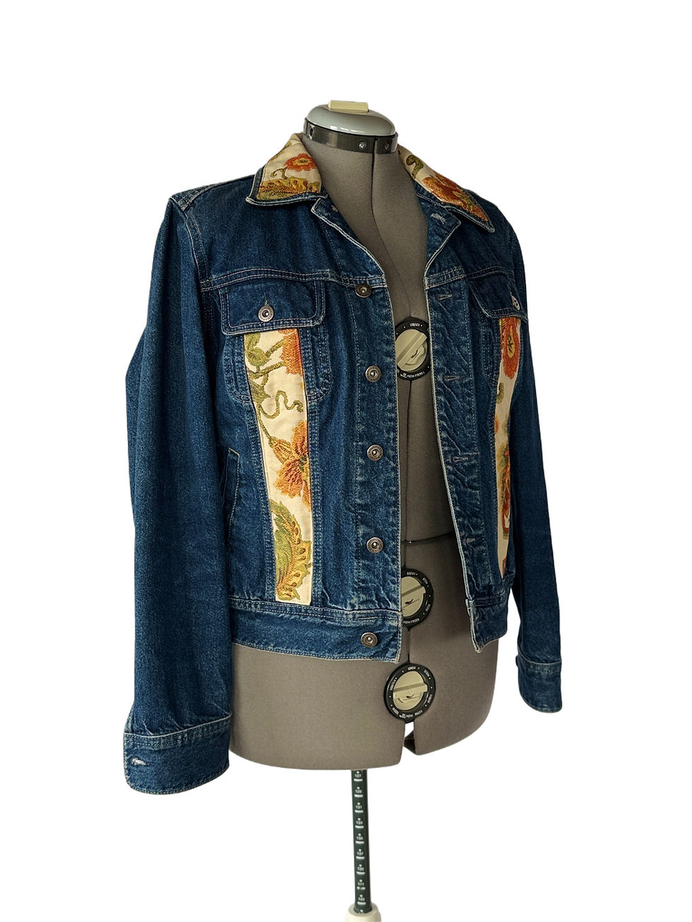Thumbnail: Floral Tapestry Denim Jacket - Women's Large