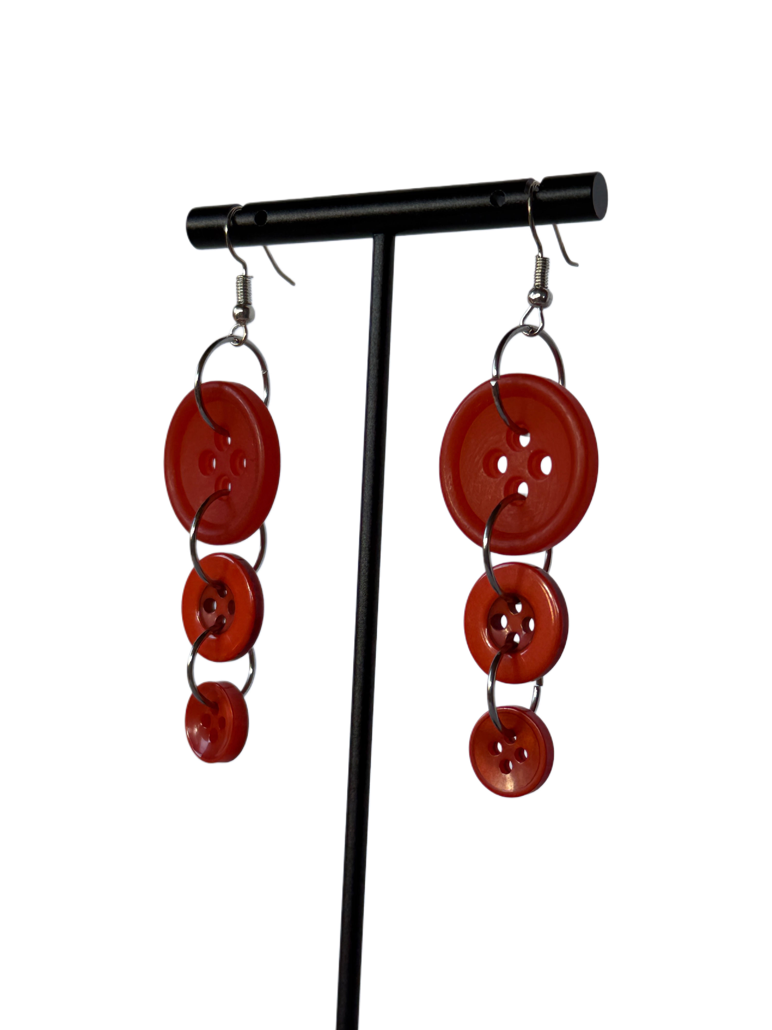 Burnt Orange Button Earrings