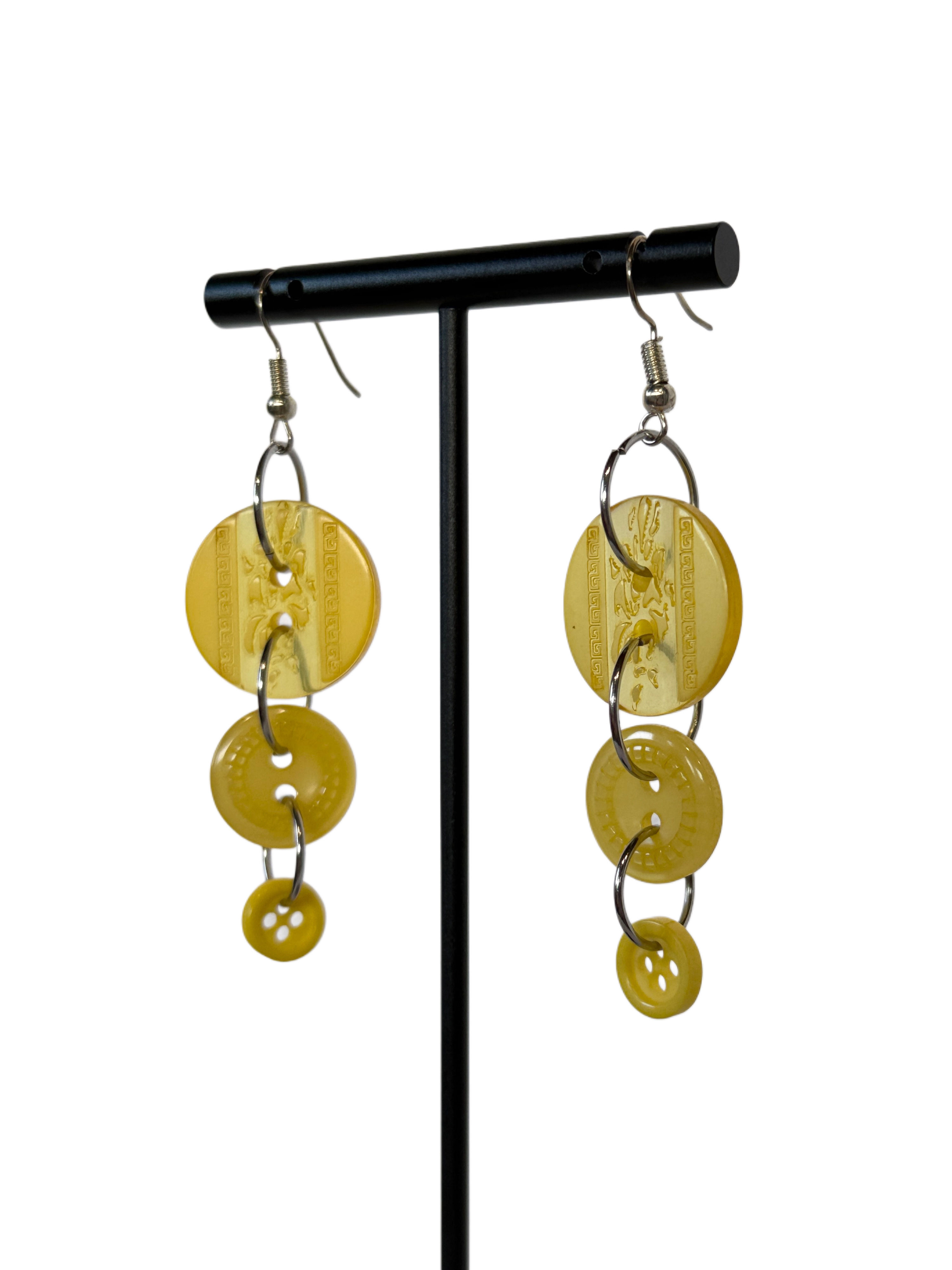 Yellow Button Earrings