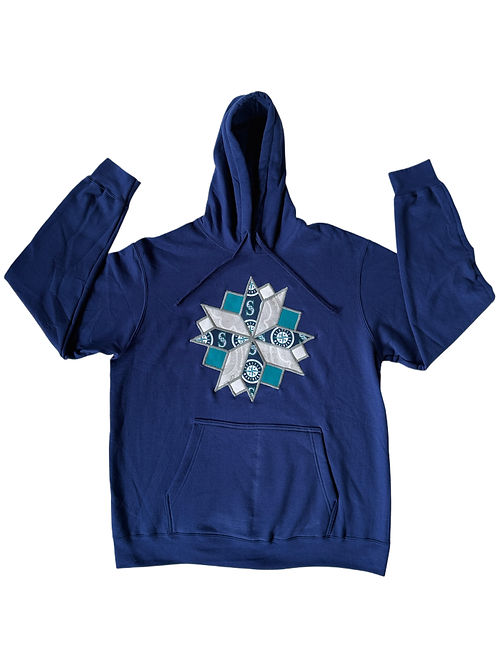 Mariners Inspired Patchwork Hoodie - Unisex Large