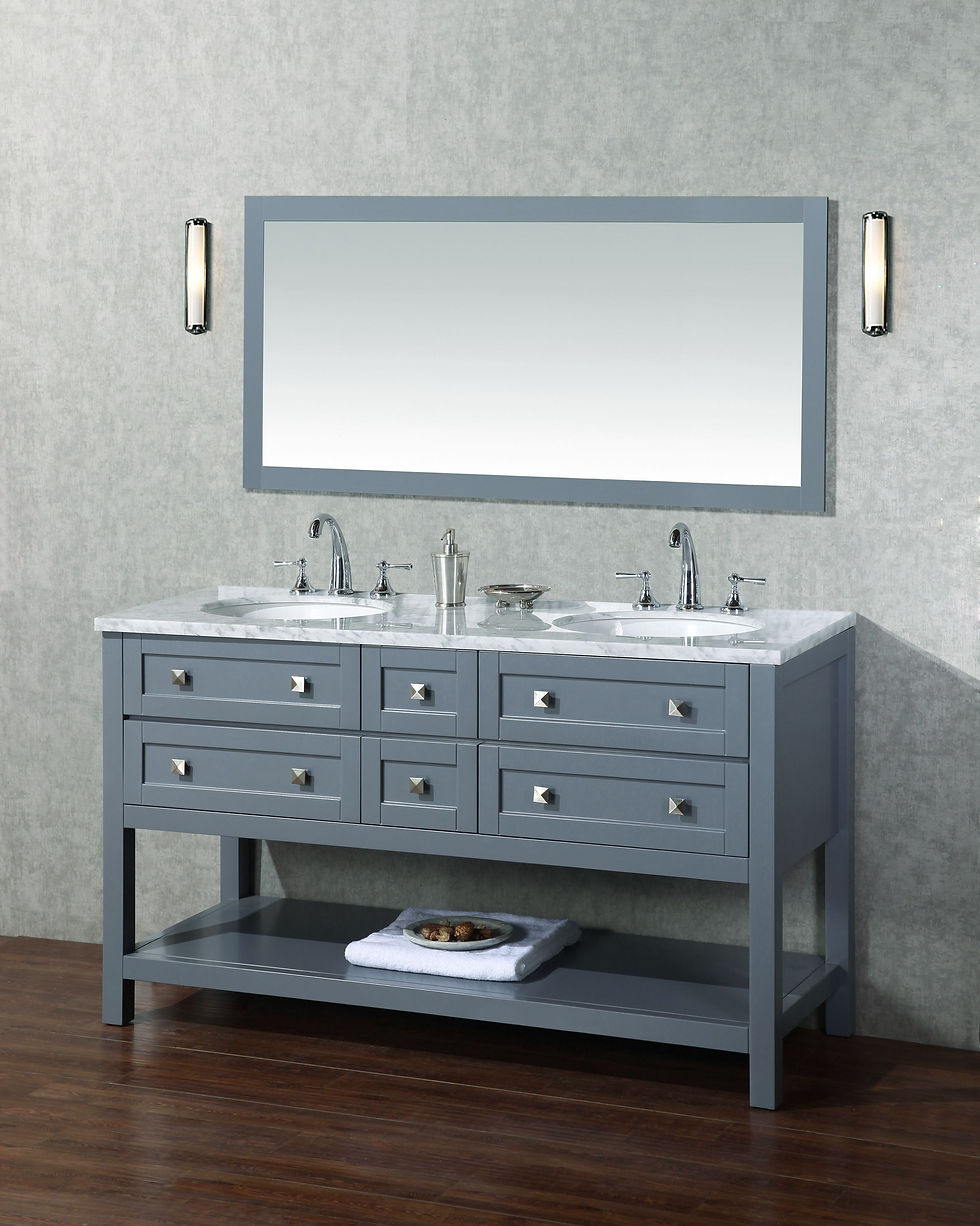 Thumbnail: Marla 60" Double Sink Vanity with Mirror in Grey