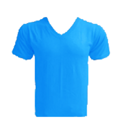 เสื้อยืดคอวีสีฟ้า