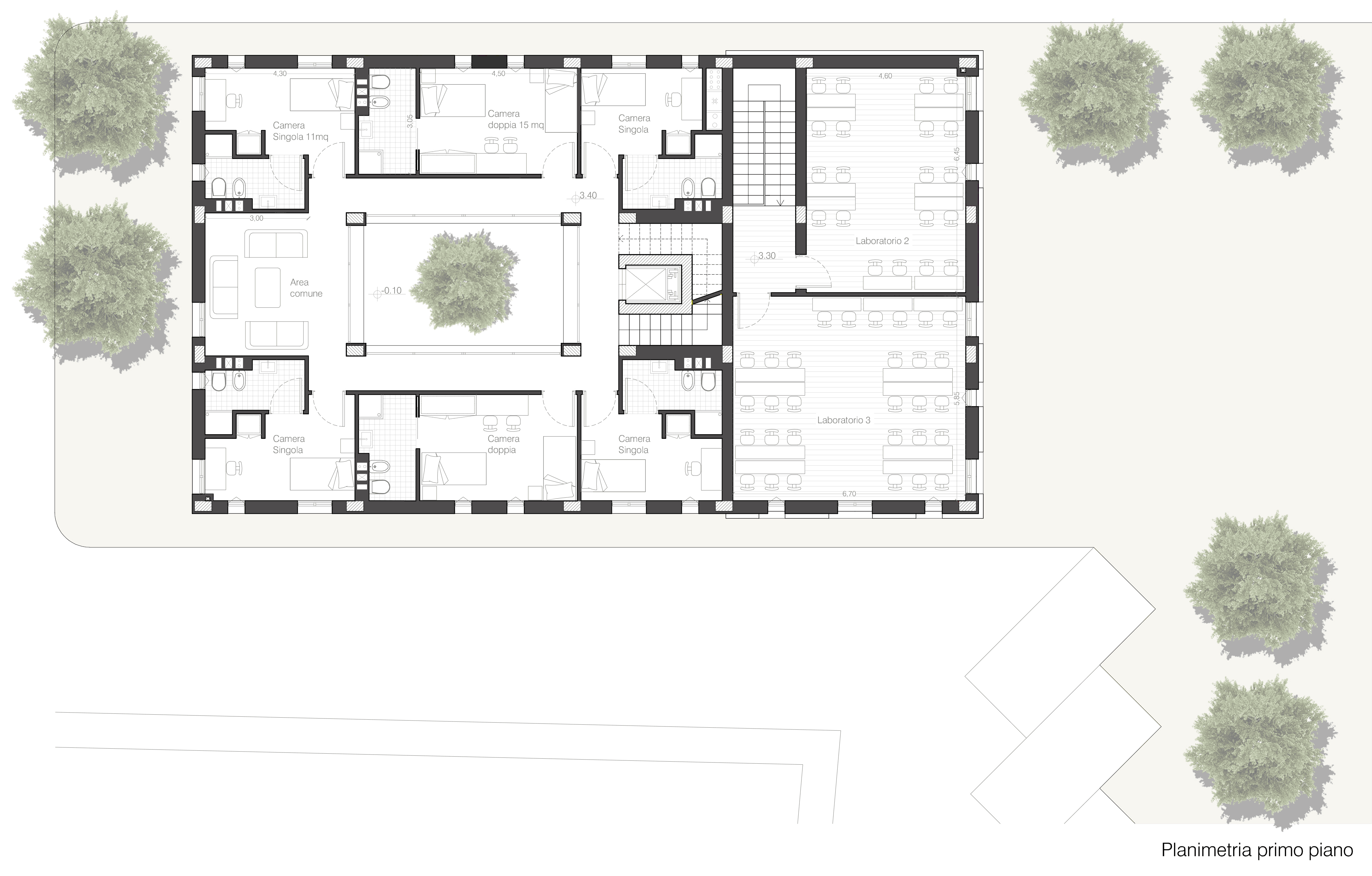 Planimetria primo piano CT ROOMS