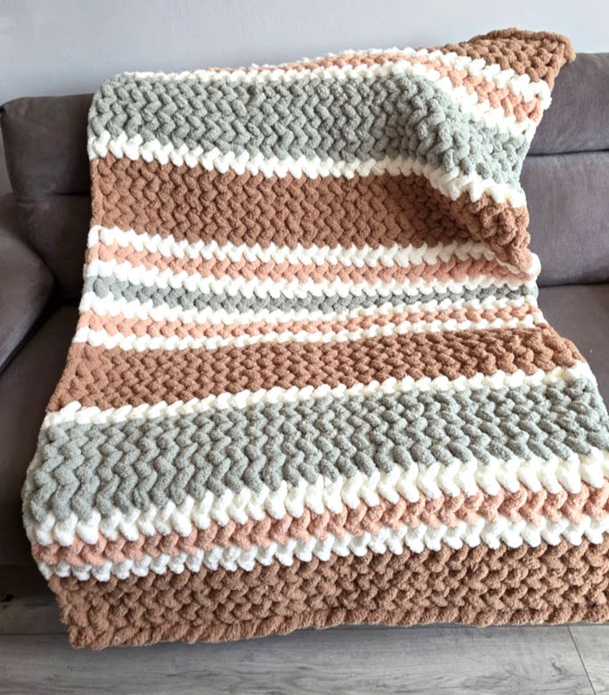 Thumbnail: Caramel and Sage Chunky Knit Blanket