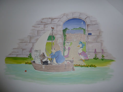 Le lapin et le navire
fresque pour la chambre d'une enfant.