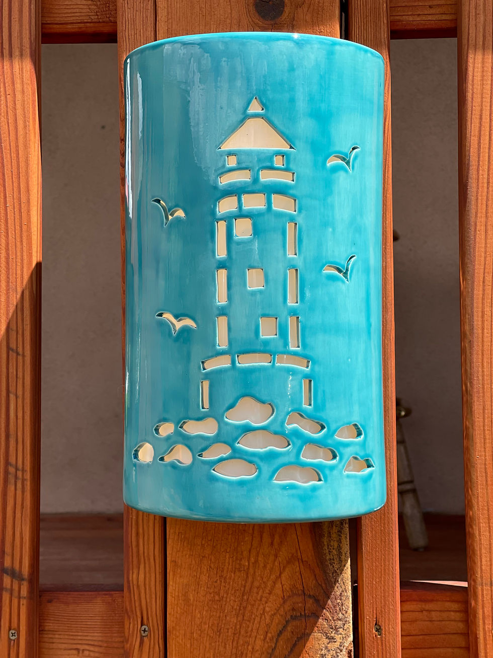 Thumbnail: Nautical Lighthouse Outdoor Ceramic Wall Sconc