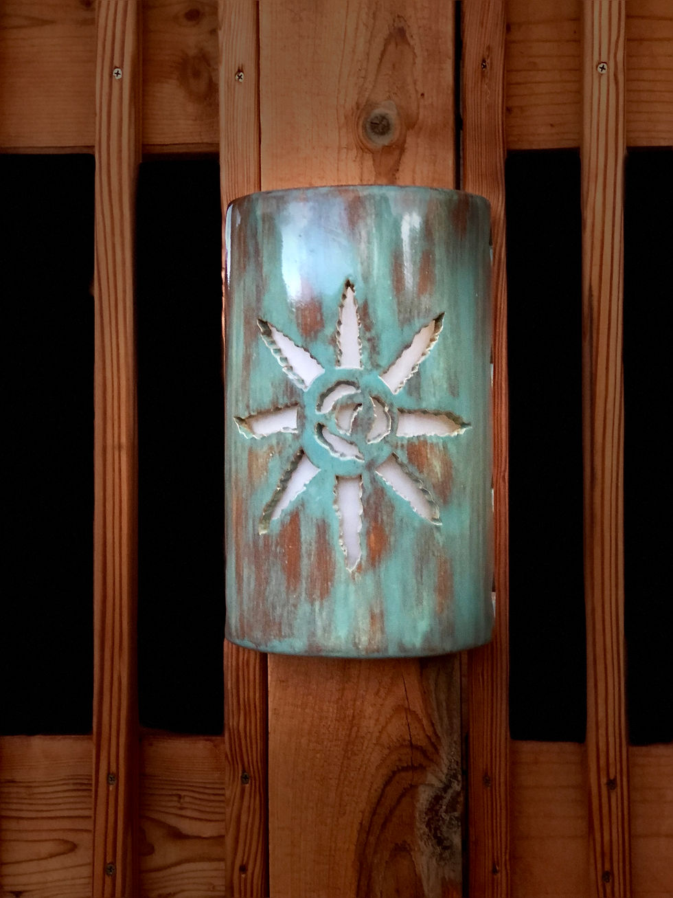 Thumbnail: Jagged Sun Ceramic Wall Sconce Light for Interior or Exterior Decor